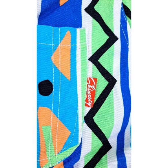 Shinesty Colorful Geometric Wild Print Bib Overalls Retro Look Size Men Medium - Picture 4 of 9